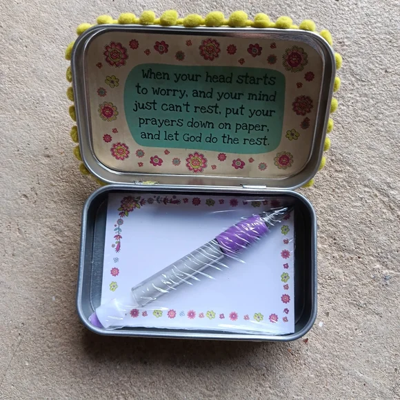 Never Used! Natural Life Tin Prayer Box - Picture 3 of 3